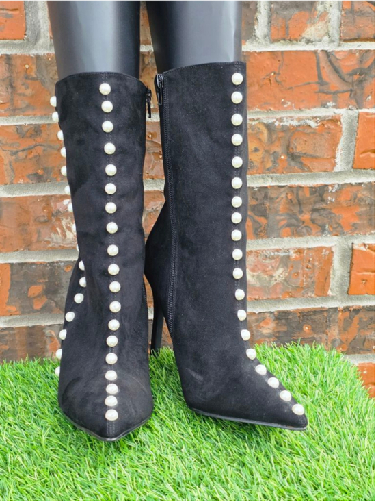 Penny Loves Kenny Shoes - Penny Loves Kenny Black Pearl Heeled Boots Woman's Size 10